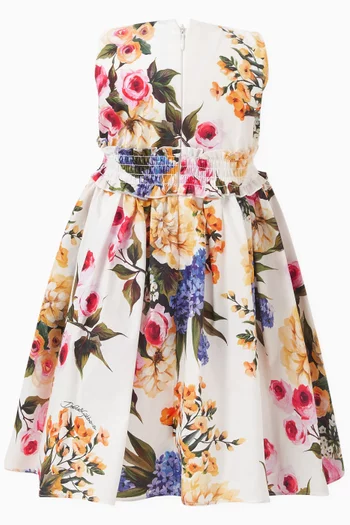 Garden-print Maxi Dress in Cotton-poplin