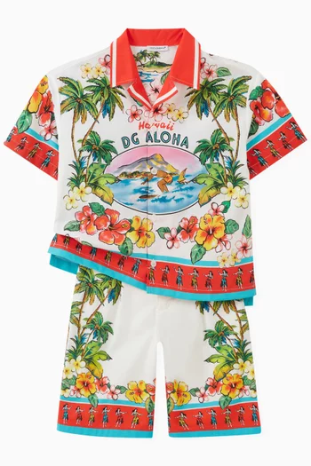 قميص بنقشة هاواي قطن بوبلين