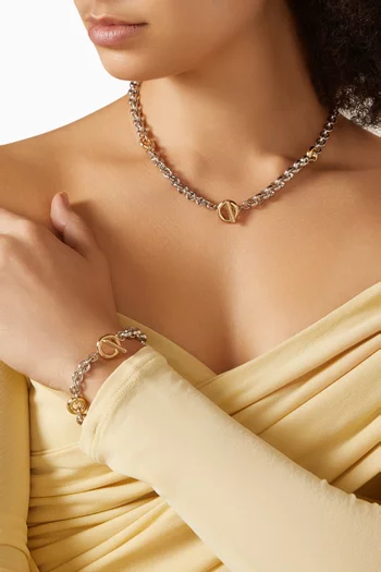 Two Tone Fillia Necklace in 14kt Gold & Platinum-plated Brass