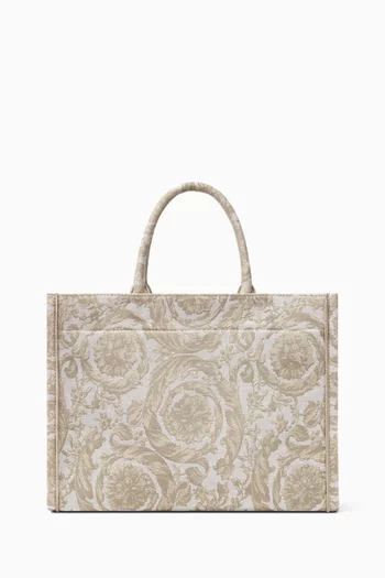 Large Athena Tote Bag in Barocco Jacquard Canvas