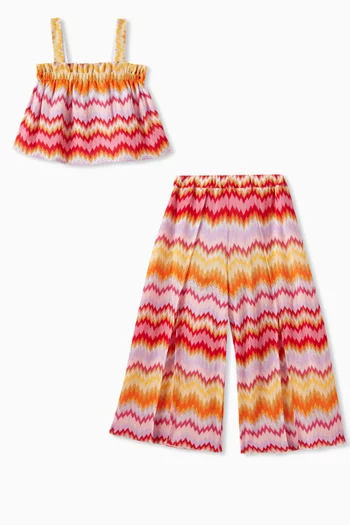 Zig Zag Top & Pants Set in Cotton Blend Knit