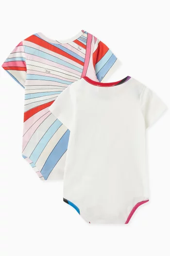 Iride Print Bodysuits, Set of Two in Cotton