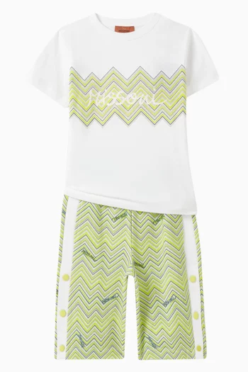 Zigzag-pattern Shorts in Cotton Jersey