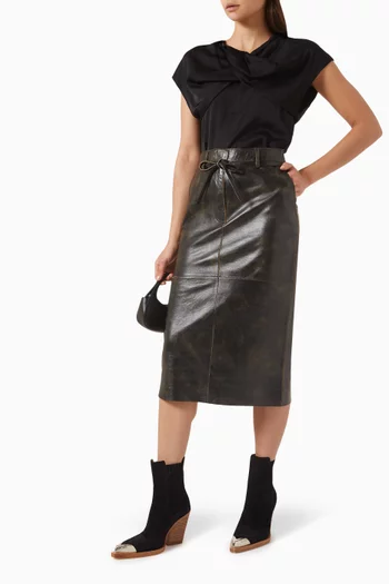 Lulu Midi Skirt in Leather