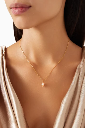 Pearl Necklace in 18kt Gold-plated Silver