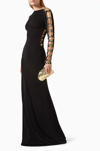 Embellished Cut-out Maxi Dress in Jersey