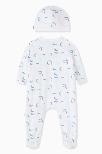 Logo-print Pyjama & Hat Set in Organic Cotton