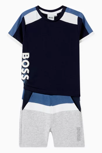 Colour-block Logo Shorts in Cotton Jersey