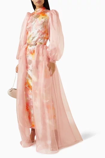 فستان جيرينكولا طويل مطرز بزهور