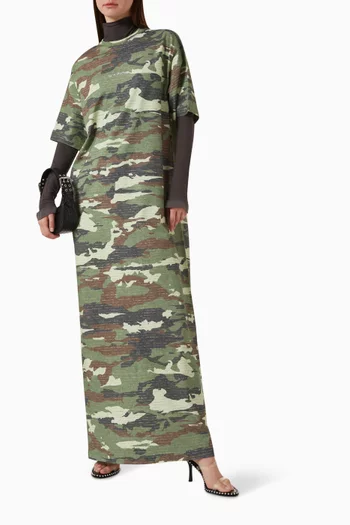 Camouflage-print Maxi Dress in Cotton