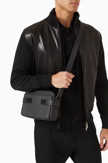Gancini Buckle Crossbody Bag in Calf Leather