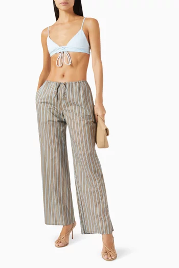 Daisy Striped Low-waist Pants in Cotton