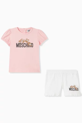 Teddy Bear T-shirt and Shorts Set in Cotton