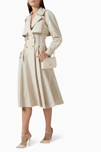 Lace-detail Trench Coat in Gabardine