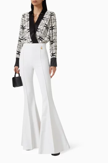 Charm Bell Bottom Pants in Stretch-crepe