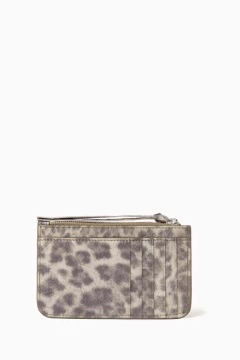 Le Cagole Leopard-print Long Coin & Card Holder in Arena Lambskin