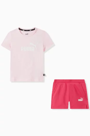 Logo T-shirt and Shorts Set in Cotton