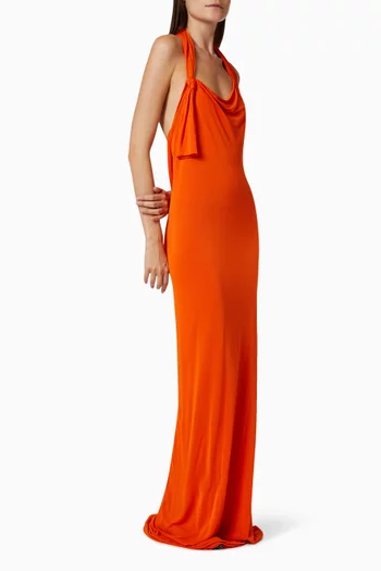 Low-back Halter Maxi Dress in Jersey