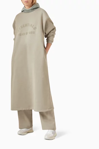 Nylon Hooded Midi Dress in Fleece