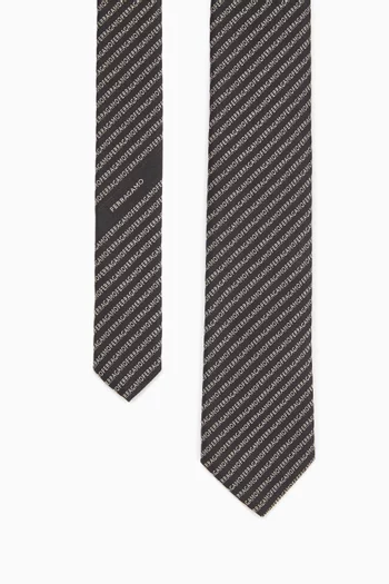 All-over Logo Tie in Silk Jacquard