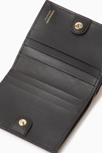 Gancini Compact Wallet in Shiny Leather
