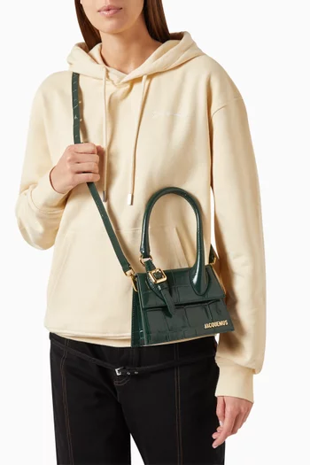 Le Chiquito Moyen Boucle Bag in Croc-embossed Leather