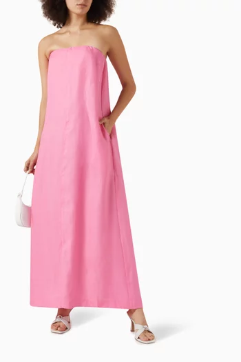 Delphi Strapless Maxi Dress in Organic Linen