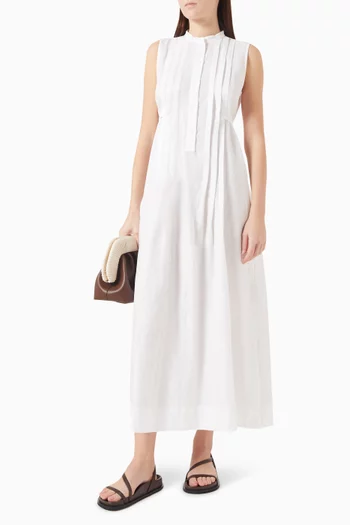 Lucca Pleated Maxi Dress in Linen