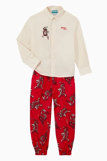 Year Of The Dragon Trousers in Satin Twill