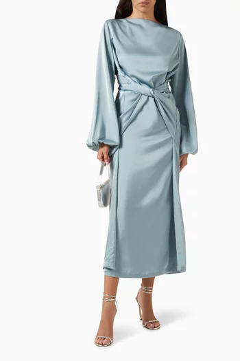 Lania Puff-sleeve Midi Dress