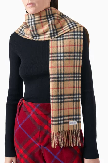 Reversible Check Scarf in Cashmere