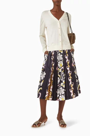 Floral-print Skirt in Silk