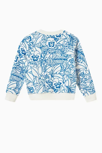 Botanical-print Sweatshirt in Cotton-fleece