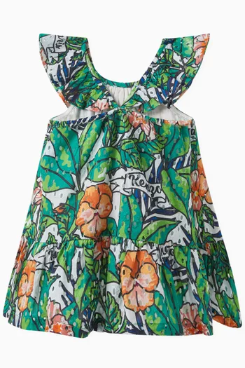 Floral-print Ruffled Broderie Anglaise Dress