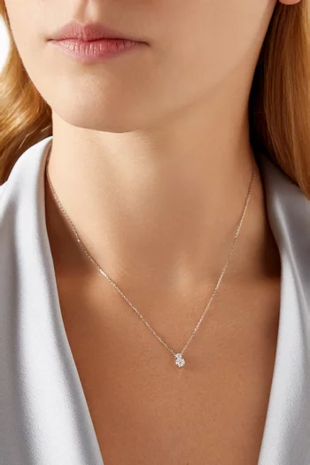Round Diamond Drop Pendant Necklace in 18kt White Gold