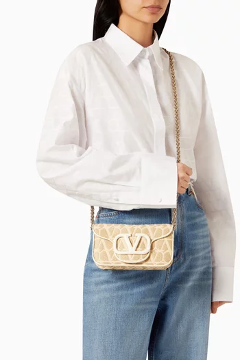 Valentino Garavani Small Locò Toile Iconographe Shoulder Bag in Cotton blend
