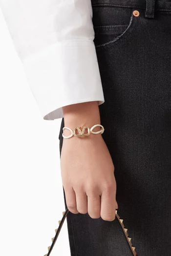 Valentino Garavani VLOGO Strass Bracelet in Leather