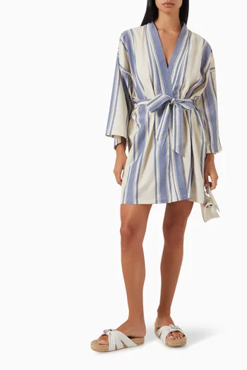 Diane Floral-print Short Robe in Rayon