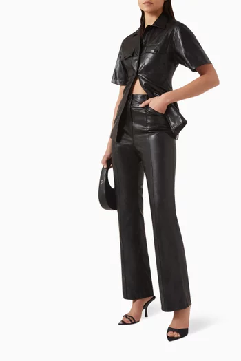 Flared Pants in Faux Leather