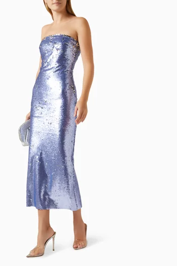 Phoenix Strapless Midi Dress in Polyester
