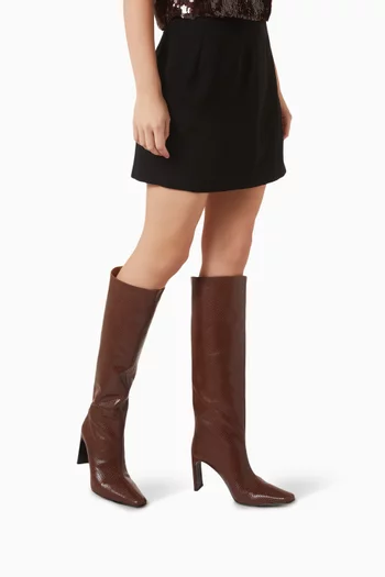 Wally Knee-length 90 Boots in Python-embossed Leather