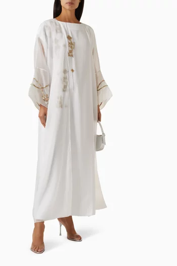 Embellished Sleeves Sheer Kaftan in Silk-organza