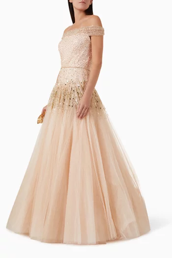 Sirena Embellished Gown in Tulle