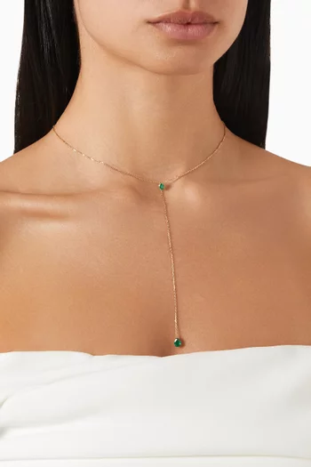 Emerald Lariat Necklace in 18kt Gold