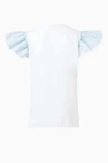 Ruffled-sleeve Top in Cotton-jersey