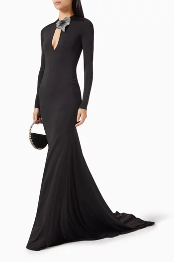 Abito Embellished Maxi Dress in Stretch-jersey