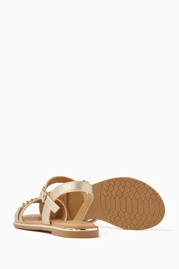 Logo Buckle Sandals in Faux Leather