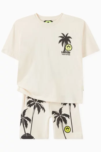 Palm Tree-print Sweatshorts in Cotton
