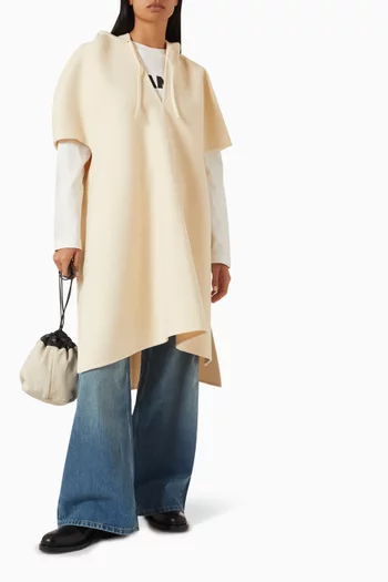 Oversized Hooded Cape in Wool-cashmere Blend