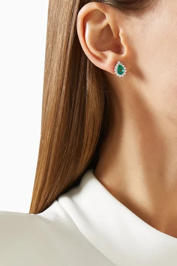 Florence Emerald & Diamond Stud Earrings in 18kt Gold